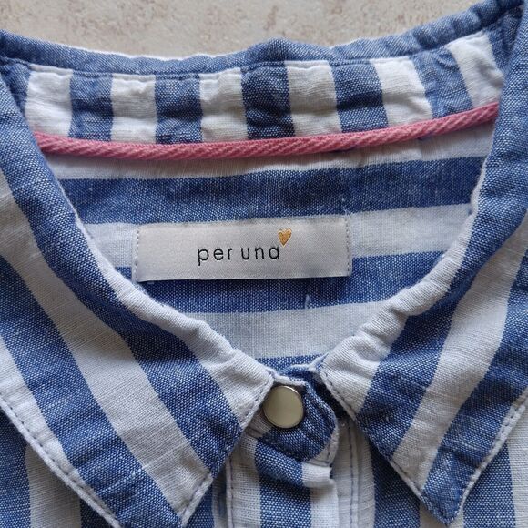 M&S Per Una Women's Top Beachy Mix Linen Button-Up Long Sleeve Shirt Size 12 - Picture 7 of 9